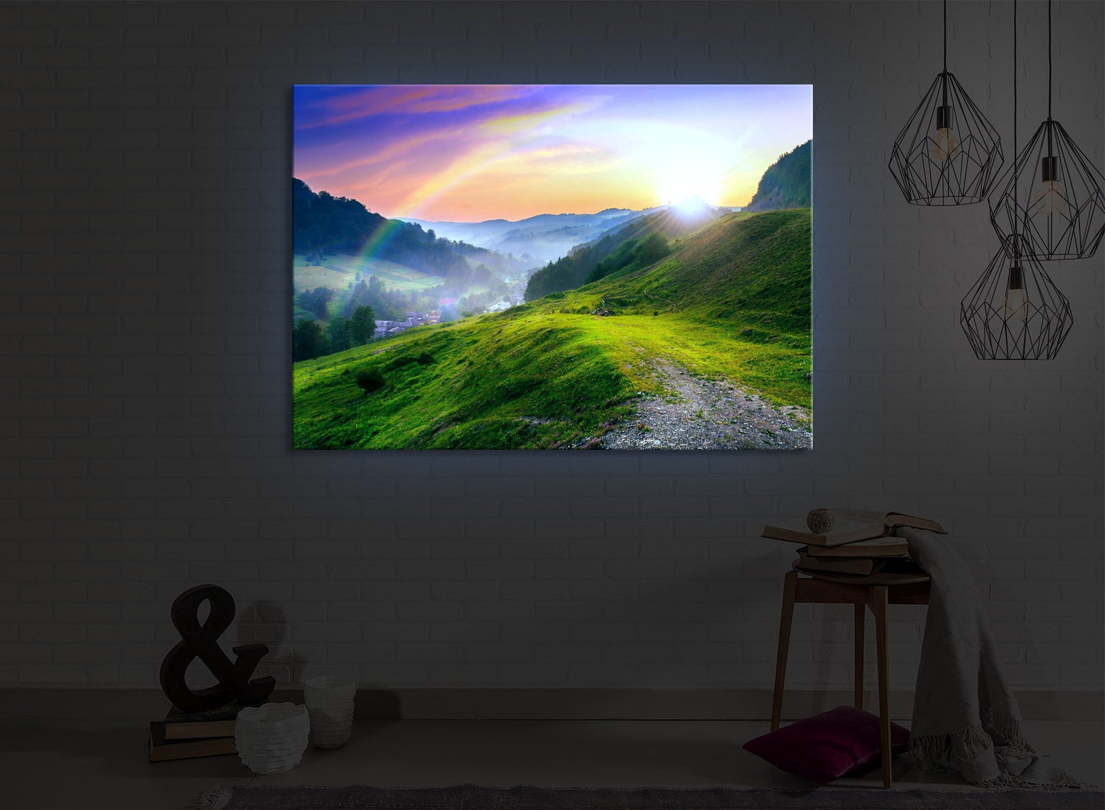 Französische Berglandschaft beim Sonnenuntergang