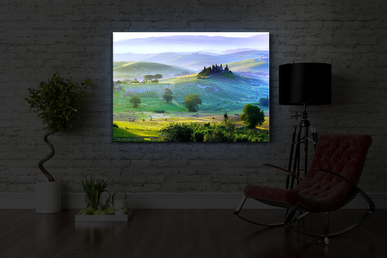 Neblige Toskana Landschaft