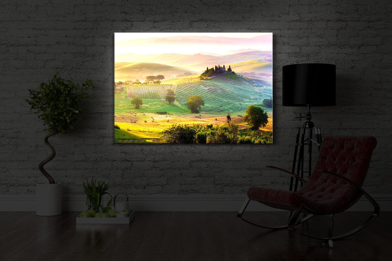 Neblige Toskana Landschaft