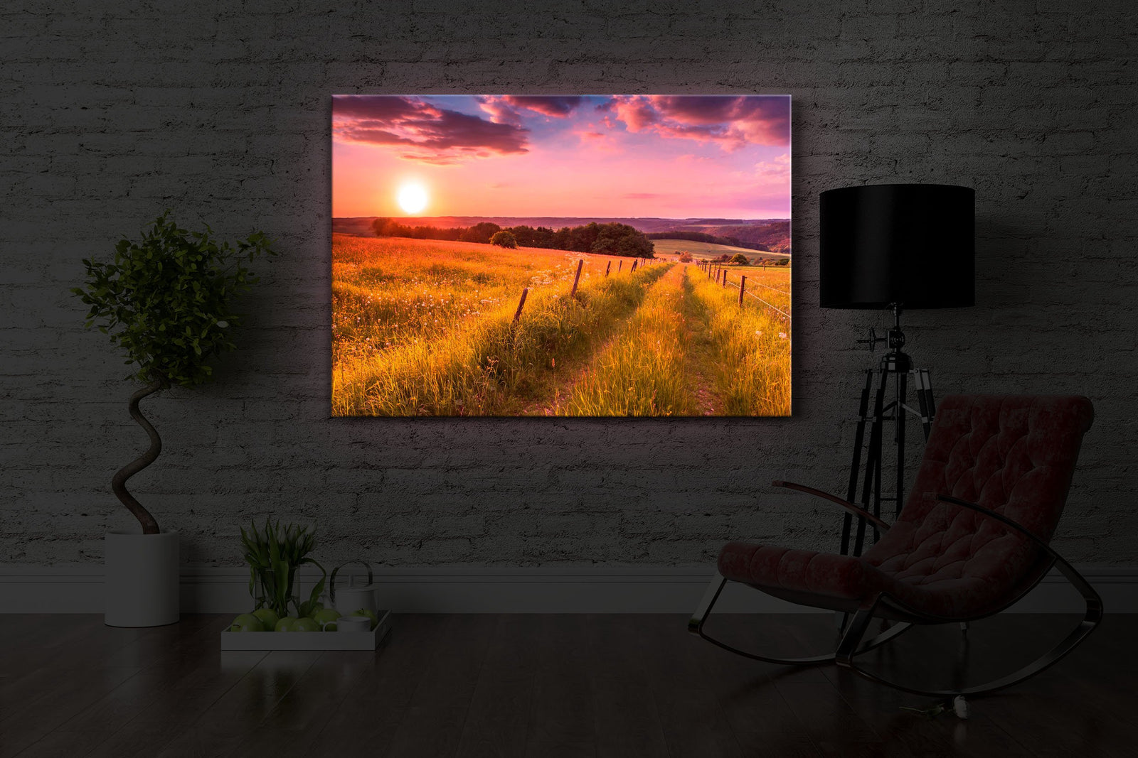 Wunderschöne Bergwiese im Sonnenaufgang