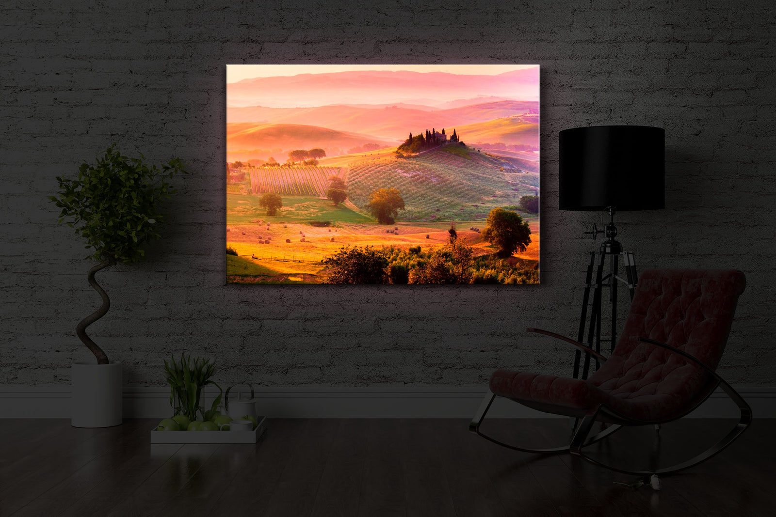 Neblige Toskana Landschaft