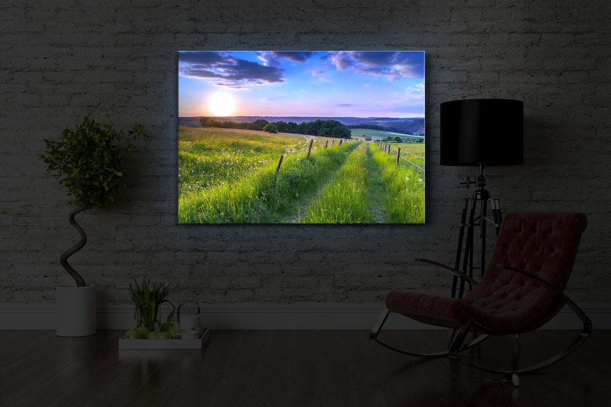 Wunderschöne Bergwiese im Sonnenaufgang