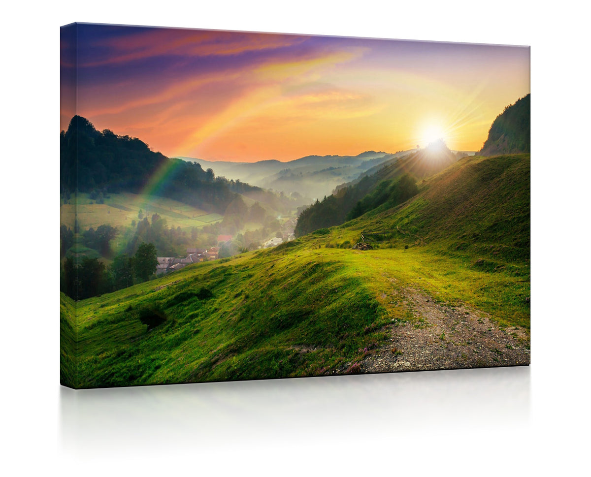 Französische Berglandschaft beim Sonnenuntergang als led bild