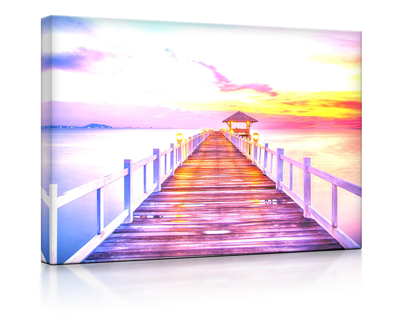 Steg ins Meer bei Sonnenuntergang als leuchtbild